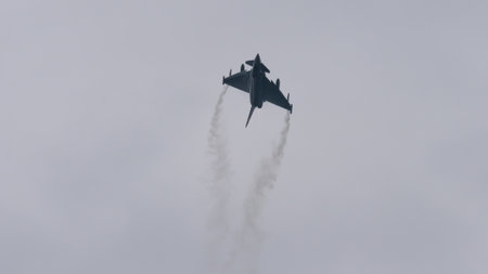 Zeltweg, Austria SEPTEMBER, 6, 2019 Eurofighter Typhoon EFA fighter jet of Austrian Air Force