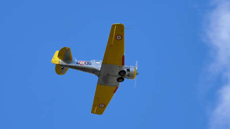 Udine Italy SEPTEMBER, 17, 2021 Magnificent American WWII military training aircraft. North American T-6 Texan ex Italian Air Forceのeditorial素材