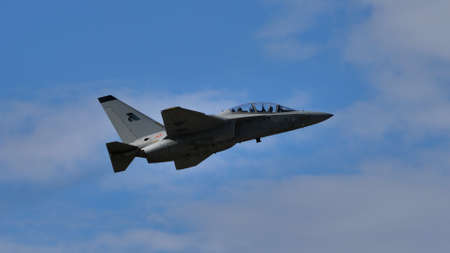 Rivolto Italy SEPTEMBER, 17, 2021 Alenia Aermacchi M-346 Master military twin engine transonic advanced jet trainers and light combat aircraft of Italian Air Force co-developed with Yakovlev Yak-130のeditorial素材
