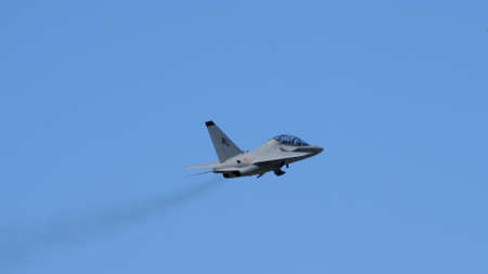 Rivolto Italy SEPTEMBER, 18, 2021 Alenia Aermacchi M-346 Master military twin engine transonic advanced jet trainers and light combat aircraft of Italian Air Force co-developed with Yakovlev Yak-130のeditorial素材