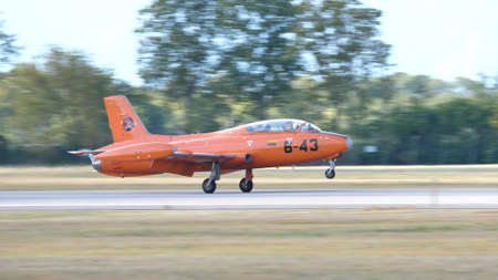 Rivolto del Friuli Italy SEPTEMBER, 17, 2021 Jet training airplane of the 1950s takes off. Aermacchi MB-326 by Volafeniceのeditorial素材
