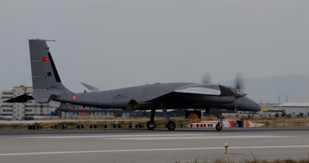 Konya Turkey JUNE, 29, 2022 Baykar Bayraktar Akinci Drone of Turkish Air Forceのeditorial素材