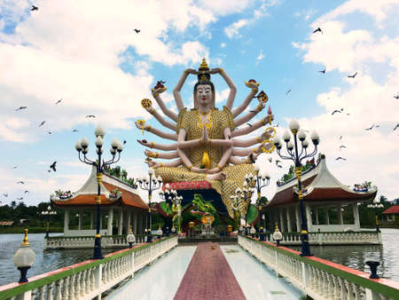 A beautiful river side temple in thailandの素材