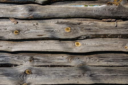 Wooden vintage texture with the remains of paint. Old boards and straps close-upの写真素材