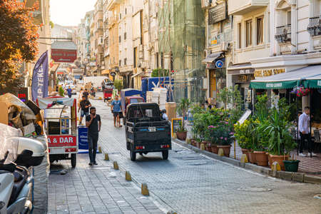 Turkey, Istanbul 06/02/2022: Photo of a busy street in Istanbul in the market area. Various...