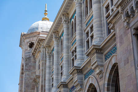 A beautiful stone building with ancient architecture in the center of Istanbul, Turkey. Stone...