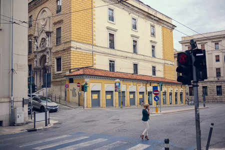 Ancona Italy - 20 Sep 2023: Street of the City. Architecture, transport and people in the Italian city. Street view of Italian cityのeditorial素材