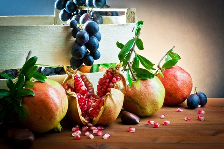 still life of autumnal foods の写真素材