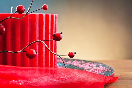 wax candles for decoration and christmas atmosphereの写真素材