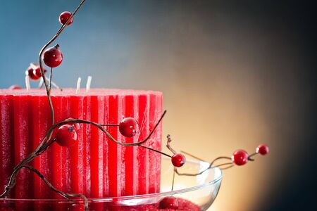 wax candles for decoration and christmas atmosphereの写真素材