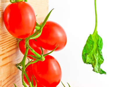 bunch of tomatoes isolated on whiteの写真素材