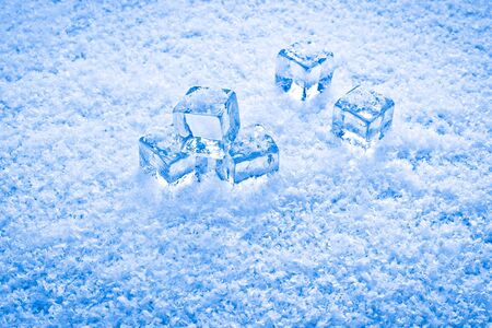wet ice cubes and snow の写真素材