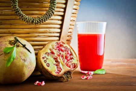 pomegranate, juice drink for picnic の写真素材