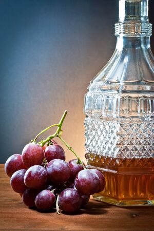 grapes,wine and bottle liquor の写真素材