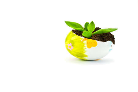 Easter eggs decorated and earth