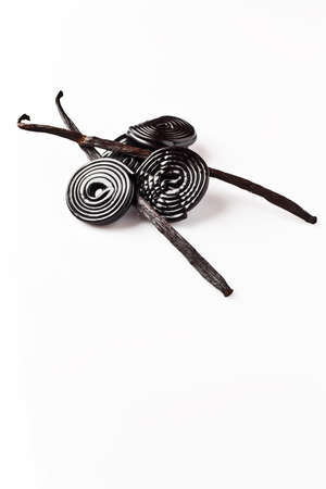 rolls of liquorice isolated on white