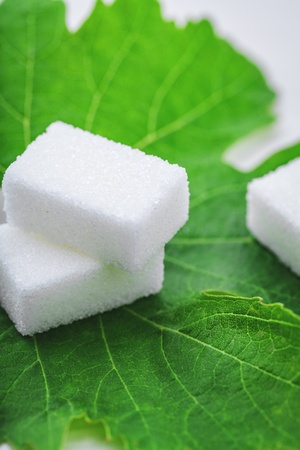 sugar cube on leaf の写真素材