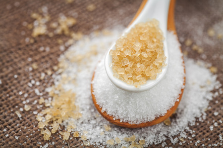 refined white sugar and brown sugar demerara Mauritiusの写真素材