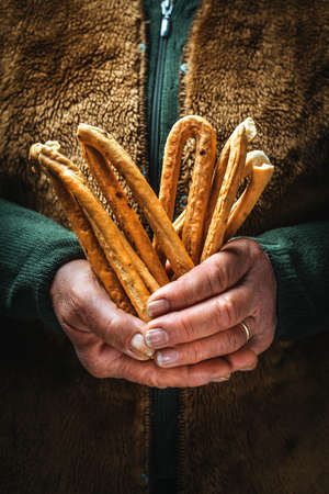 baked salty snacks, typical Italianの写真素材