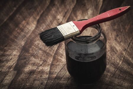 paintbrush on woodの写真素材