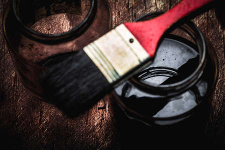 paintbrush on woodの写真素材