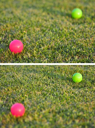 Shows the concept of Depth of Field using two rubber ballsの写真素材
