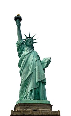 Closeup of the Statue of Liberty on Liberty Island, isolated, white backgroundの写真素材