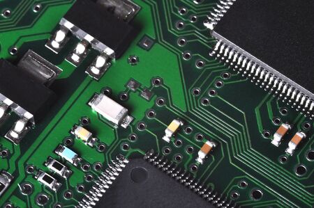Close-up of a circuit board from a computerの写真素材