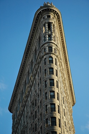 NYC - JULY 13: Flat Iron building facade. The Flat Iron building, considered to be one of the first...