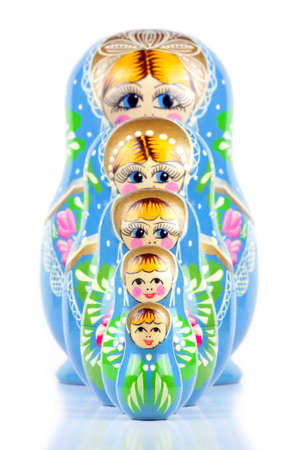 Matrioska Russian Doll, hand-painted, isolated in white background, shadow underneathの写真素材