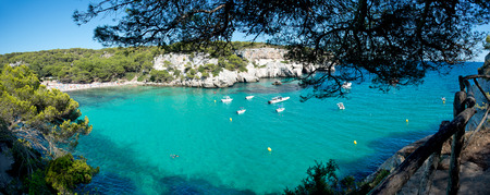 Panorama view of Macarella Beach in Menorca, Spain