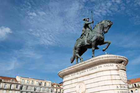 The Equestrian Statue of King John I in Praca da Figueira in Lisbon, Portugalのeditorial素材