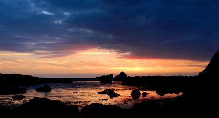 sunset at the seaの写真素材