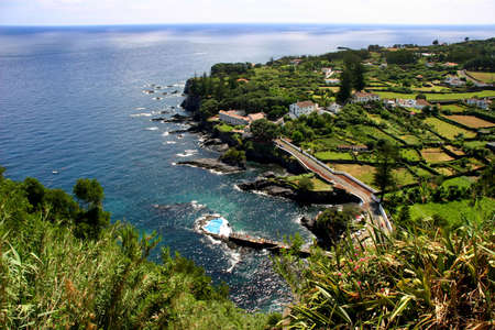 village and the oceanの写真素材