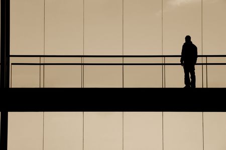 man in the buildingの写真素材