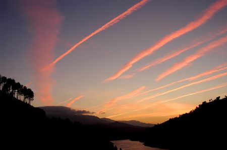 river sunsetの写真素材