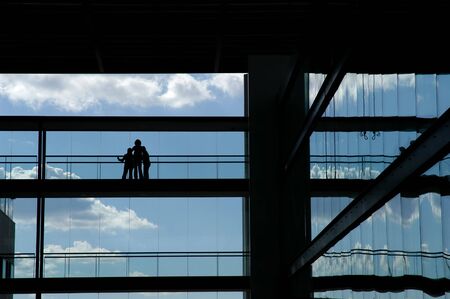 people silhouette in the building