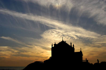 beach church silhouetteの写真素材