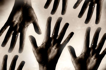 hands in the sky, design computer generatedの写真素材