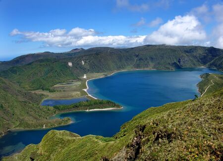 the lake of fire in sao miguel island at azoresの写真素材