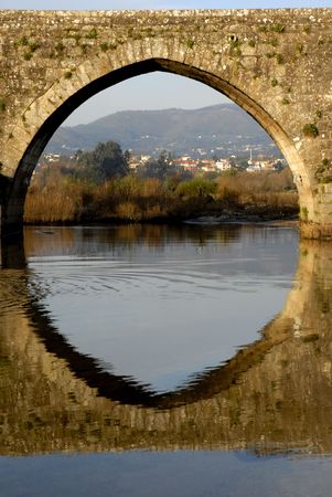 ancient roman bridge detail in the north of portugalの写真素材