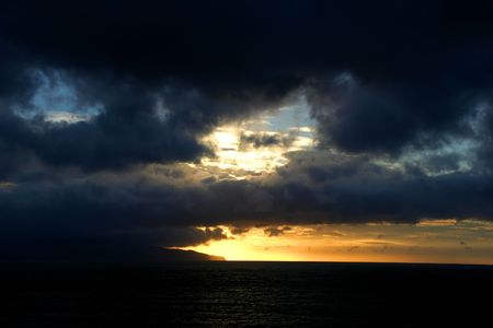 sunset at the sea in azores