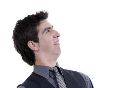 young caucasian man portrait in a white background
