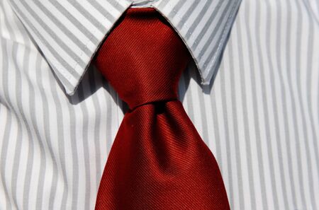 Business man tie isolated on white and grey shirtの写真素材