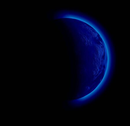 illustration of a strange planet in black sky