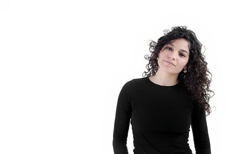 young woman model isolated on white backgroundの写真素材