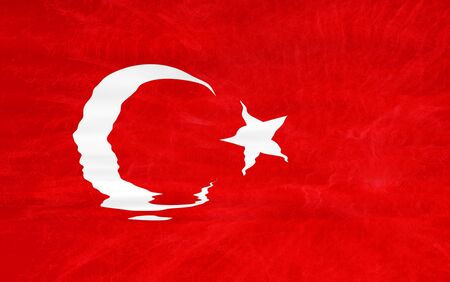 turkey red and white flag illustration, computer generatedの写真素材
