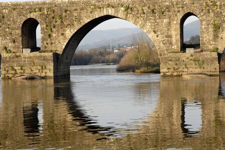 ancient roman bridge detail in the north of portugalの写真素材