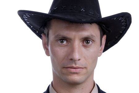 young business men with cowboy hat portrait