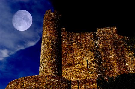 Obidos Castle detail in Perspective. Obidos, Portugal.の写真素材